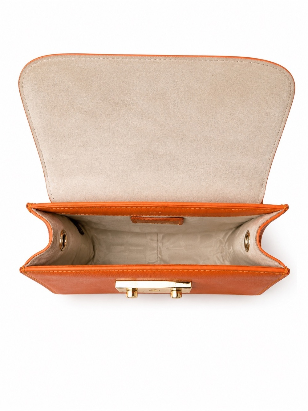 Furla Bright Orange Saffiano Leather Crossbody Wallet/Clutch with Gold Hardware - Picture 4 of 4